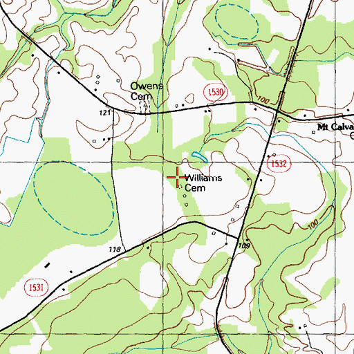 Topographic Map of Williams Cemetery, NC