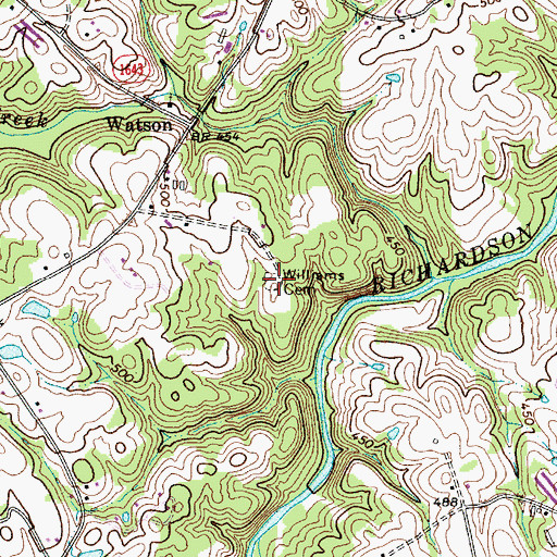 Topographic Map of Williams Cemetery, NC