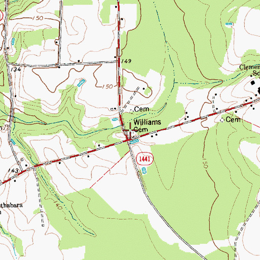 Topographic Map of Williams Cemetery, NC