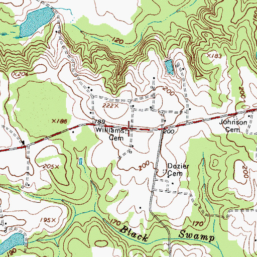 Topographic Map of Williams Cemetery, NC