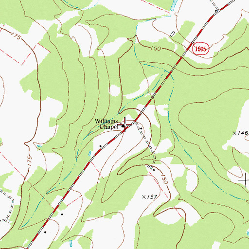 Topographic Map of Williams Chapel, NC
