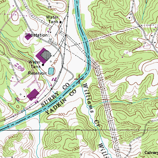 Topographic Map of Williams Creek, NC