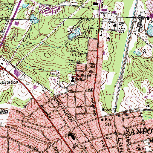 Topographic Map of Williams School, NC