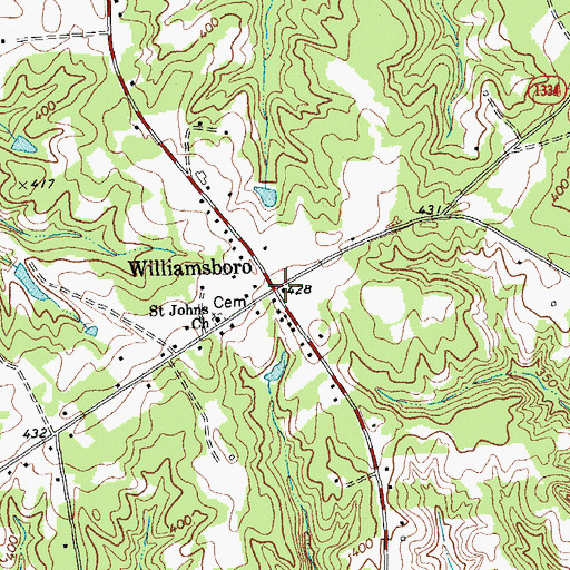 Topographic Map of Williamsboro, NC