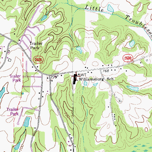 Topographic Map of Williamsburg School, NC