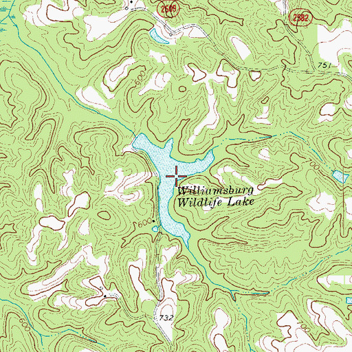 Topographic Map of Williamsburg Wildlife Lake, NC