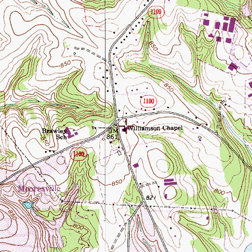 Topographic Map of Williamson Chapel, NC