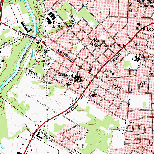 Topographic Map of Williford School, NC