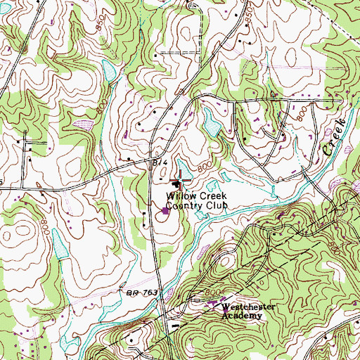 Topographic Map of Willow Creek Country Club, NC