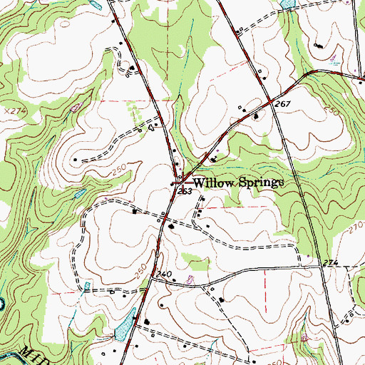 Topographic Map of Willow Springs, NC