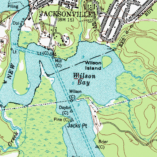 Topographic Map of Wilson Bay, NC