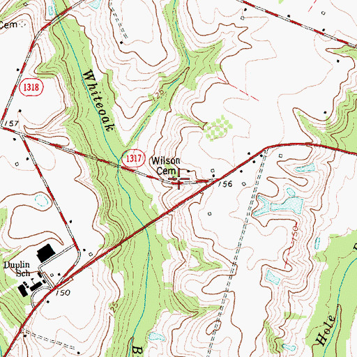 Topographic Map of Wilson Cemetery, NC
