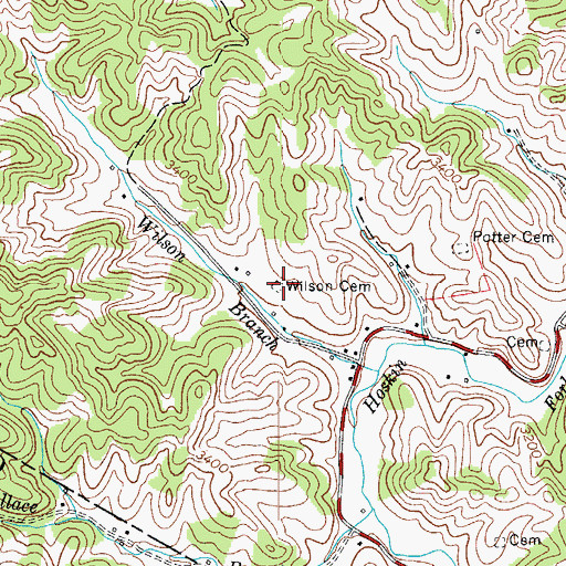 Topographic Map of Wilson Cemetery, NC