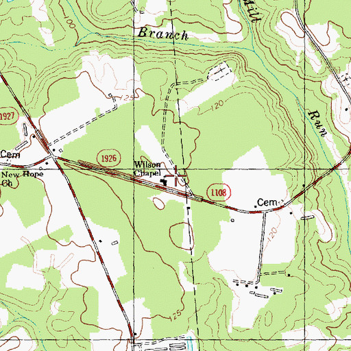 Topographic Map of Wilson Chapel, NC