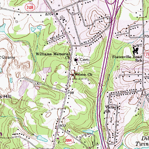 Topographic Map of Wilson Church, NC
