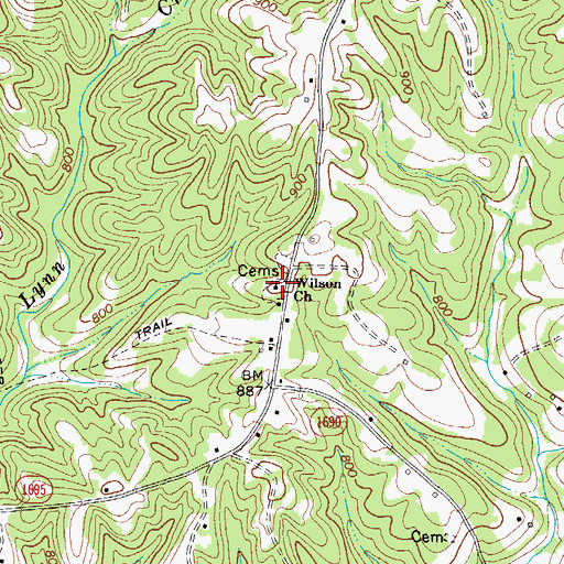 Topographic Map of Wilson Primitive Baptist Church, NC