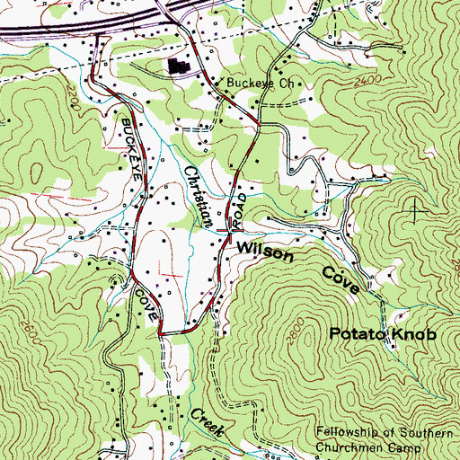 Topographic Map of Wilson Cove, NC