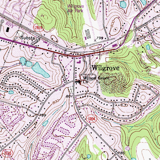 Topographic Map of Wilson Grove Church, NC