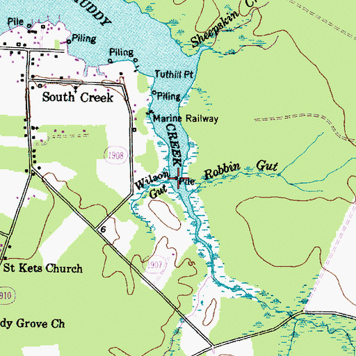 Topographic Map of Wilson Gut, NC