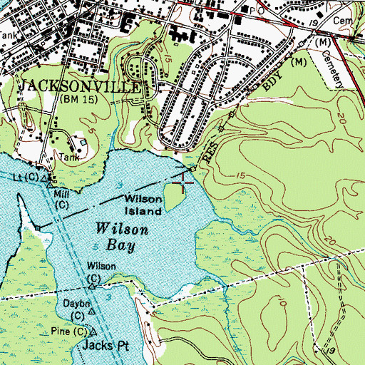 Topographic Map of Wilson Island, NC
