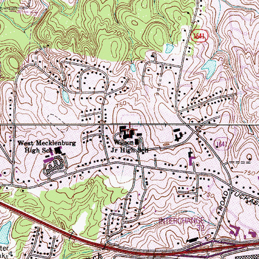 Topographic Map of Wilson Middle School, NC