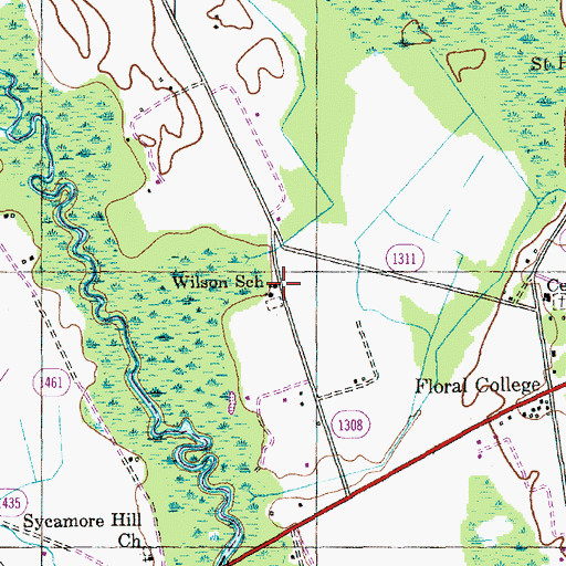 Topographic Map of Wilson School, NC