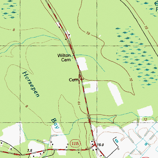 Topographic Map of Wilton Cemetery, NC