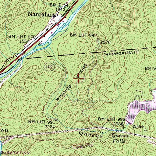 Topographic Map of Winding Stairs, NC