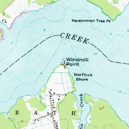 Topographic Map of Windmill Point, NC