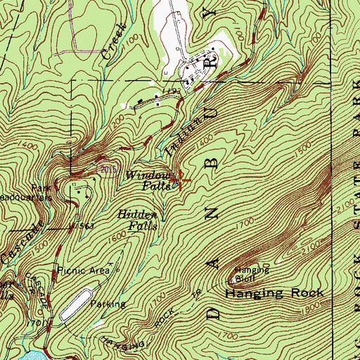 Topographic Map of Window Falls, NC