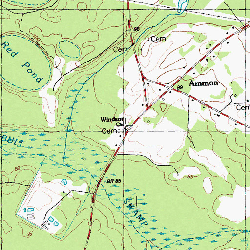 Topographic Map of Windsor Church, NC