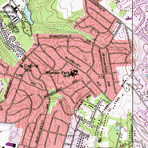 Topographic Map of Windsor Park Elementary School, NC