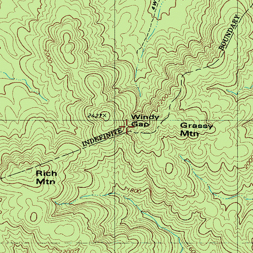 Topographic Map of Windy Gap, NC
