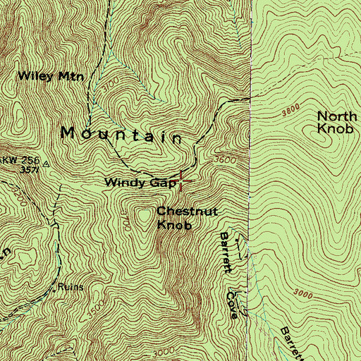 Topographic Map of Windy Gap, NC
