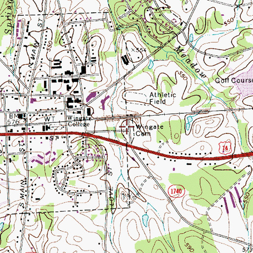 Topographic Map of Wingate Cemetery, NC