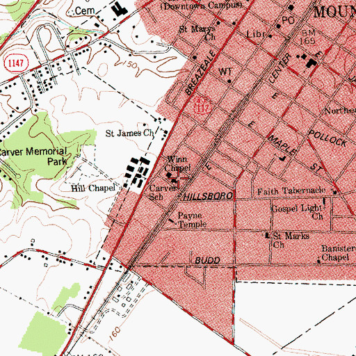 Topographic Map of Winn Chapel, NC