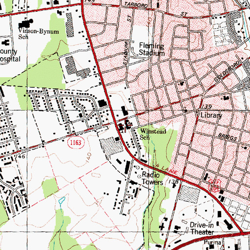 Topographic Map of Winstead School, NC