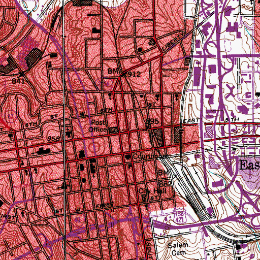 Topographic Map of Winston-Salem, NC