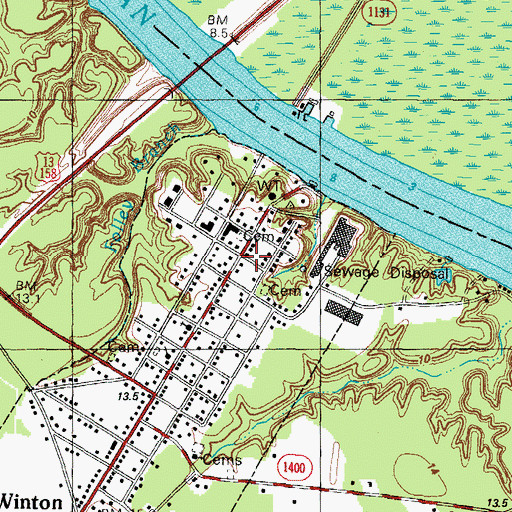 Topographic Map of Winton, NC