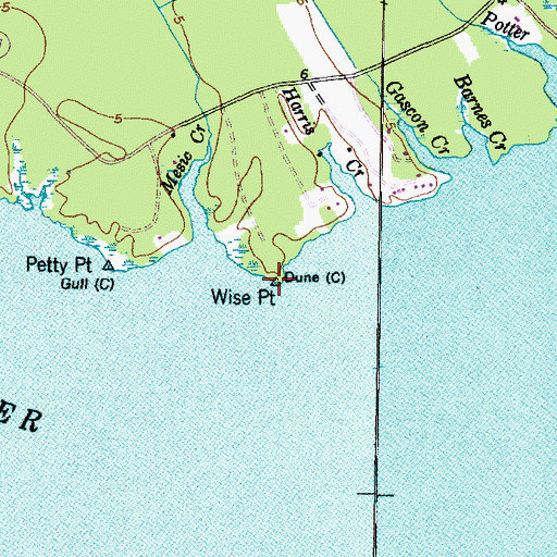 Topographic Map of Wise Point, NC