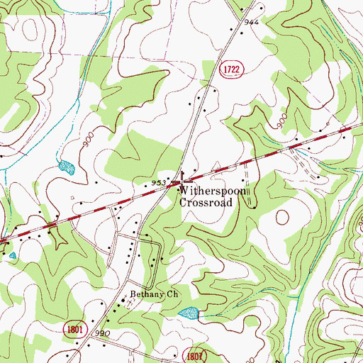 Topographic Map of Witherspoon Crossroad, NC