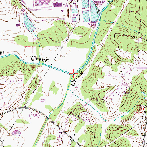 Topographic Map of Withrow Creek, NC