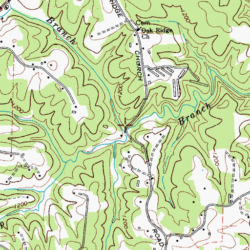 Topographic Map of Wolf Branch, NC