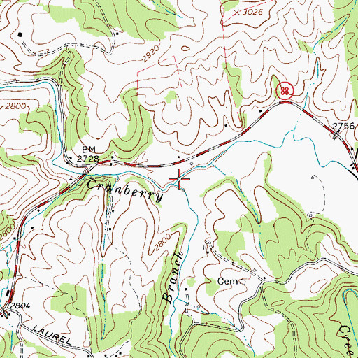 Topographic Map of Wolf Branch, NC