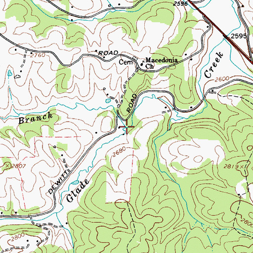 Topographic Map of Wolf Branch, NC