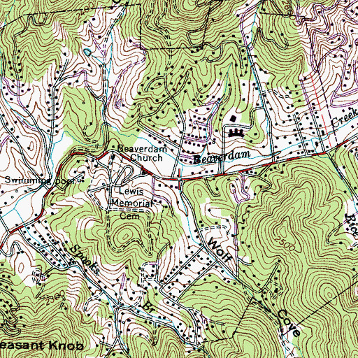 Topographic Map of Wolf Cove, NC