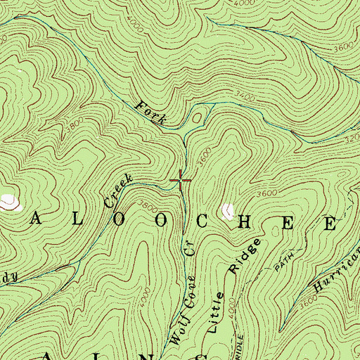 Topographic Map of Wolf Cove Creek, NC