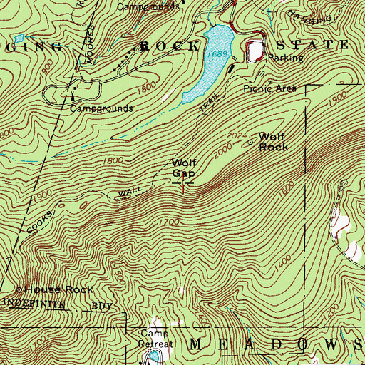 Topographic Map of Wolf Gap, NC