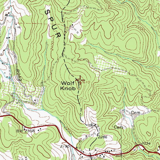 Topographic Map of Wolf Knob, NC
