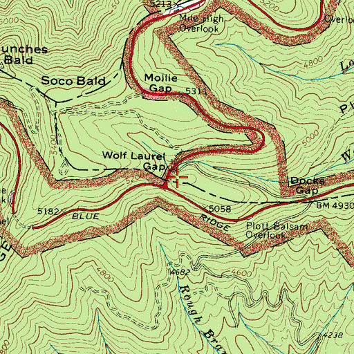 Topographic Map of Wolf Laurel Gap, NC